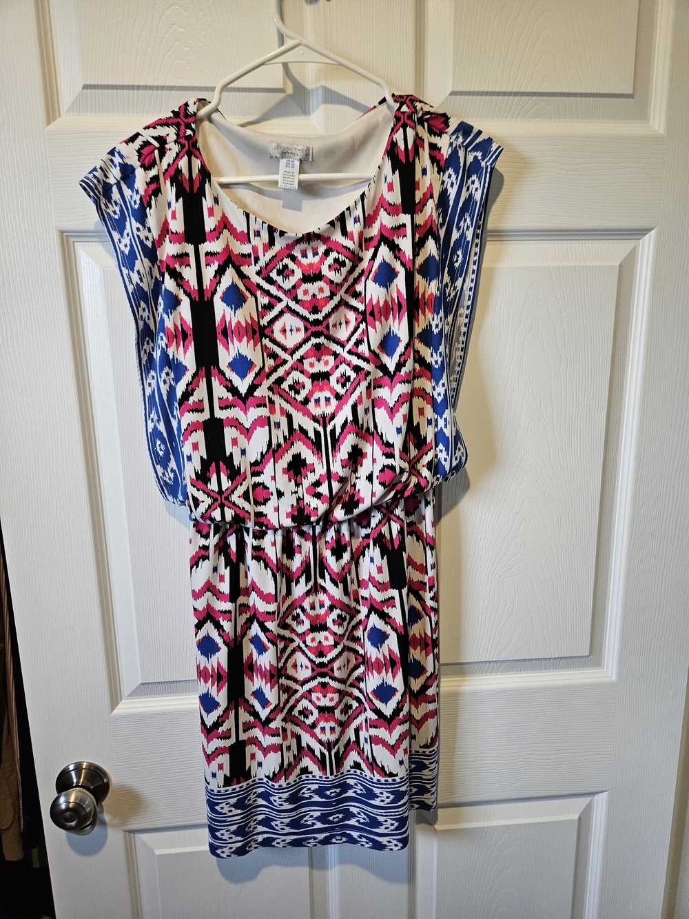 London Times Women’s Pink & Blue Printed Casual Dress